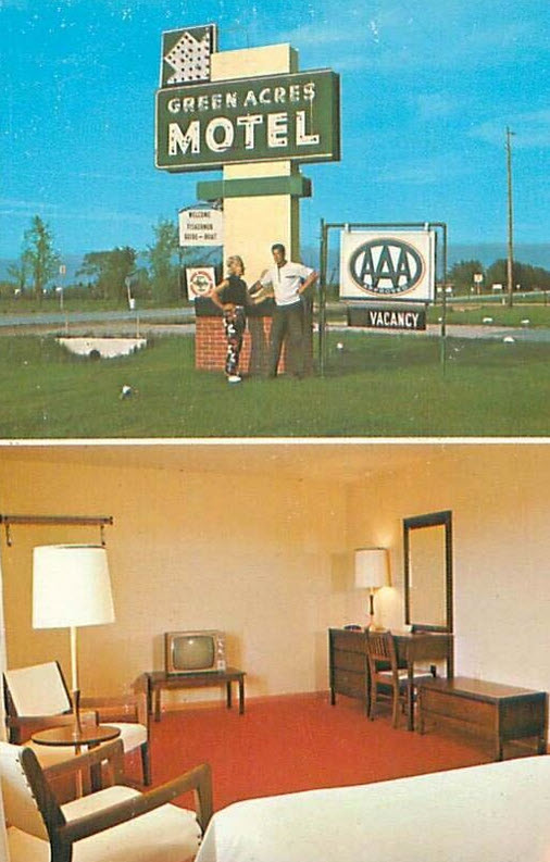 Green Acres Motel - Old Post Card